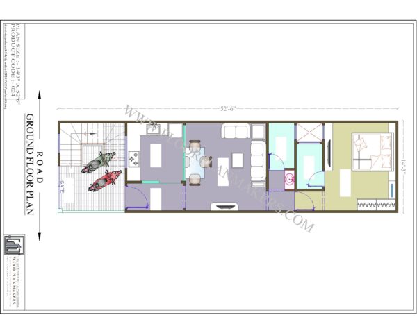 14'3"x52'6" Ground Floor Plan