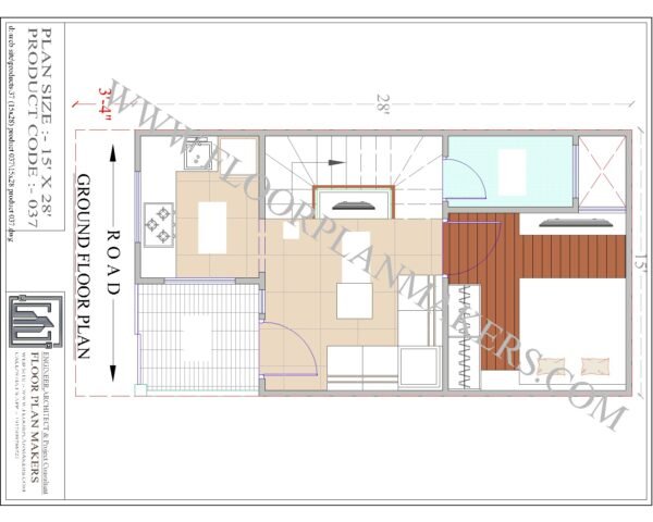 15x28 Ground Floor Plan