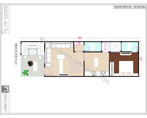 15x50 First Floor Plan