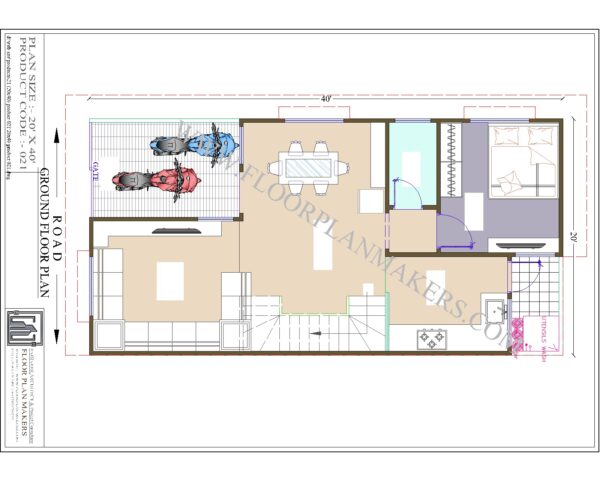 20x40 Ground Floor Plan