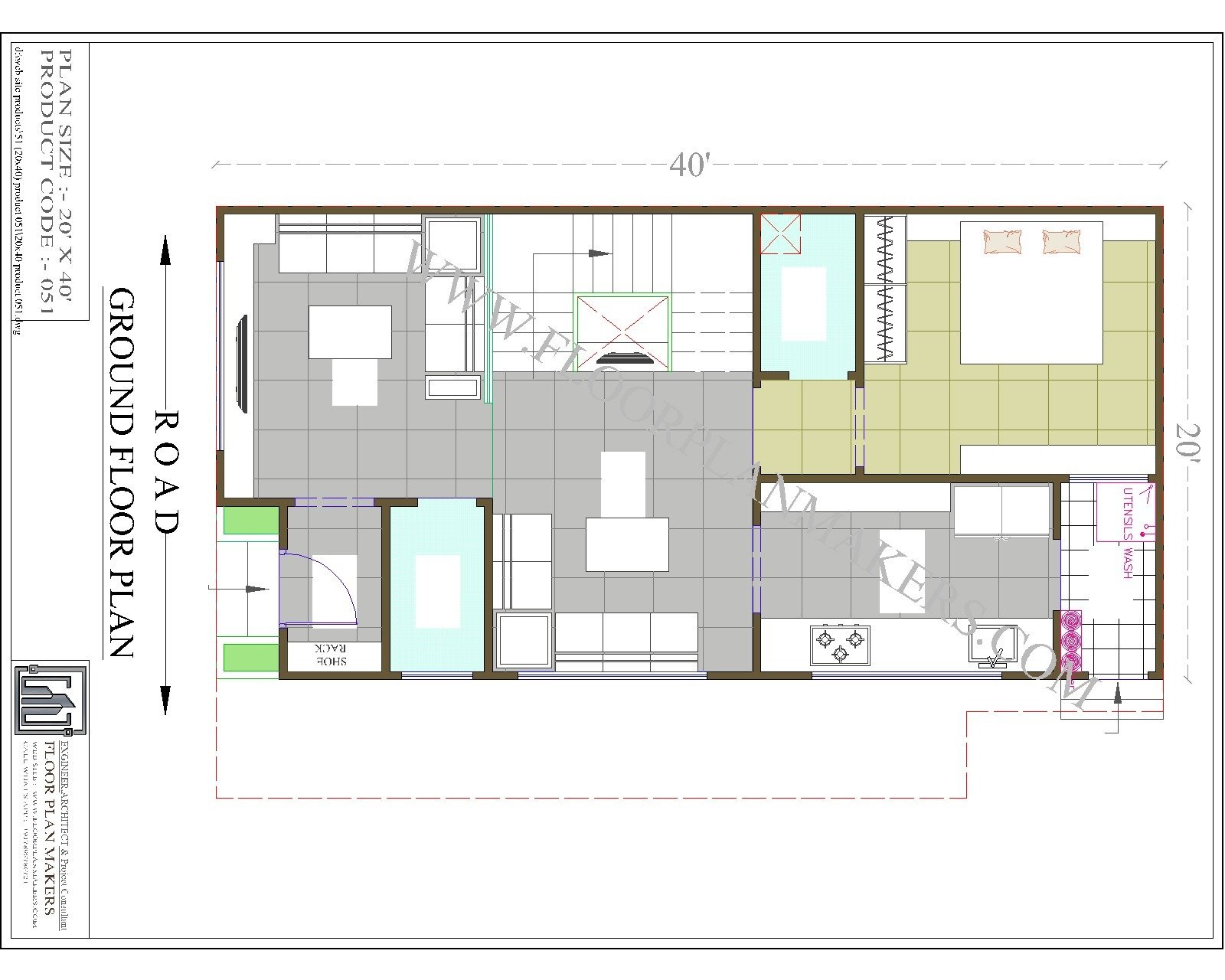 20×40 Ground Floor Plan – Floor Plan Maker's