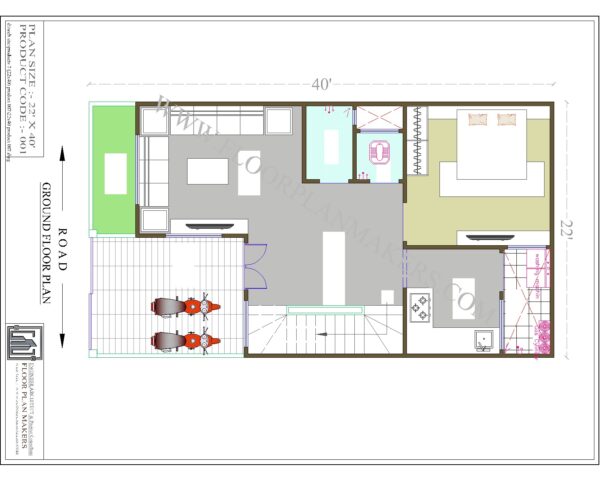 22x40 Ground Floor Plan