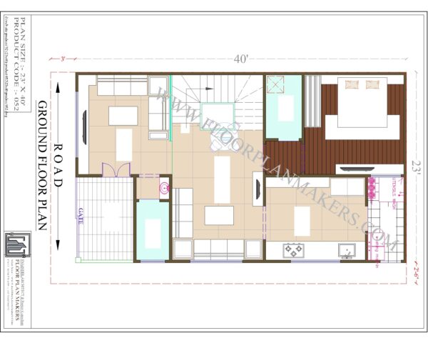23x40 Ground Floor Plan