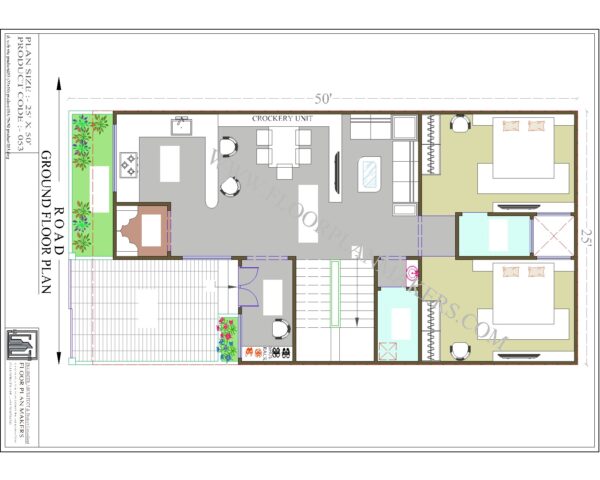 25x50 Ground Floor Plan