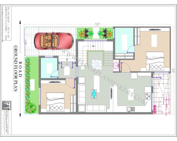30x50 Ground Floor Plan