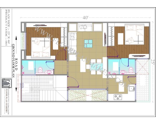 25x40 Ground Floor Plan