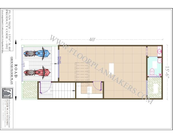 15x40 Ground Floor Plan