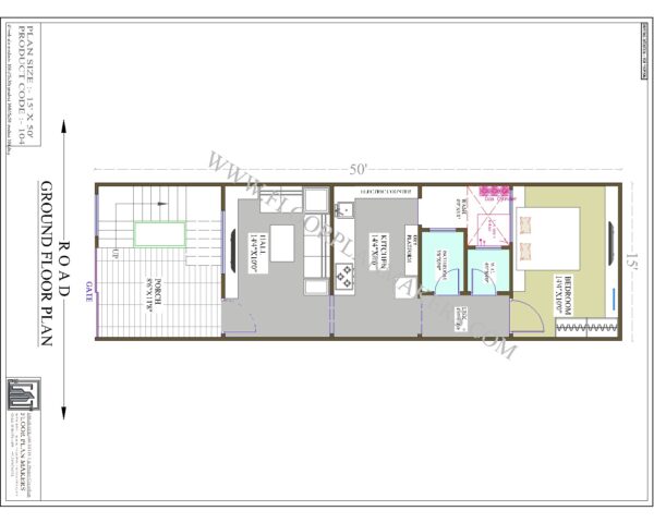 15x50 Ground Floor Plan