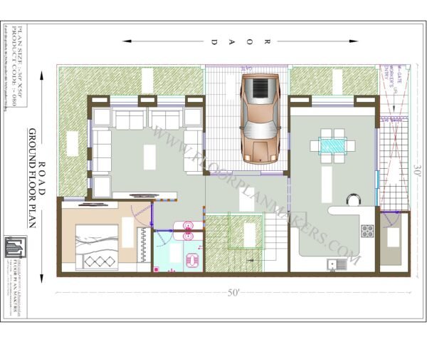 30x50 Ground Floor Plan