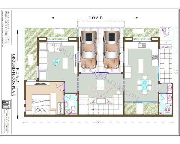 30x50 Ground Floor Plan