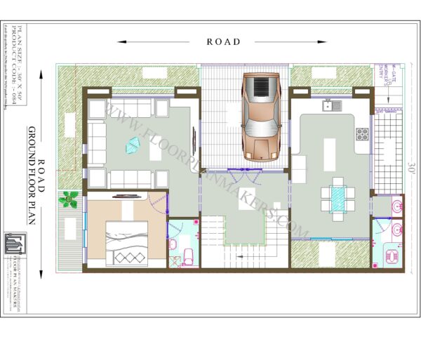 30x50 Ground Floor Plan