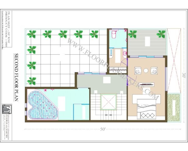 30x50 Second Floor Plan