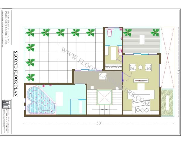 30x50 Second Floor Plan