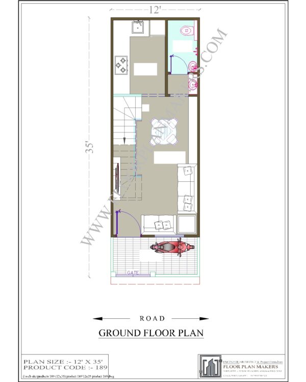 12x35 Ground Floor Plan