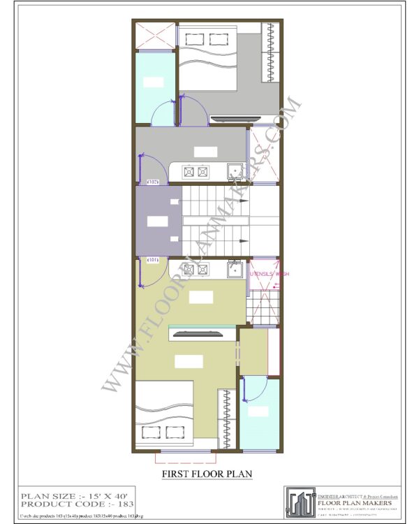 15x40 First Floor Plan