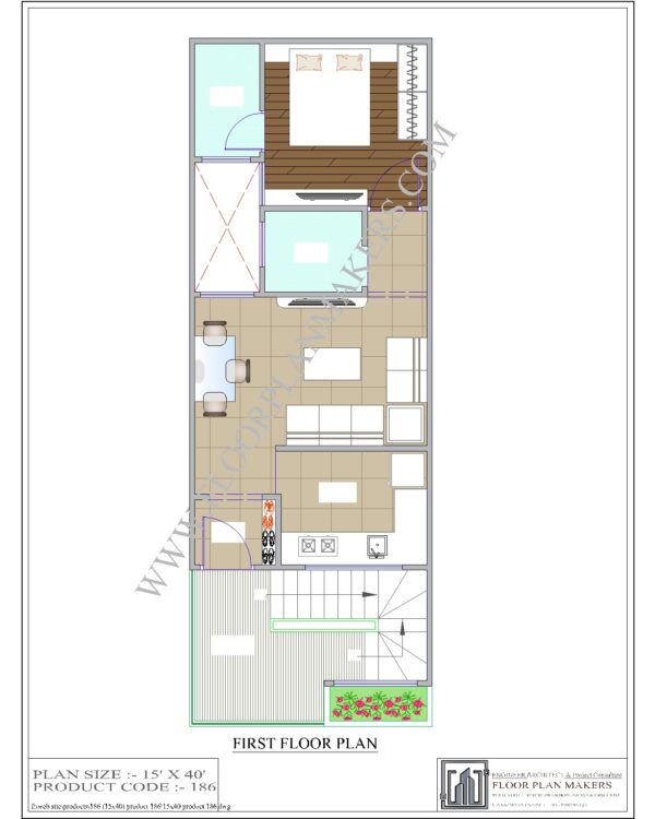 15x40 First Floor Plan