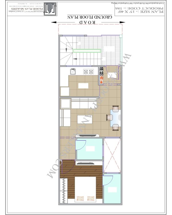 15x40 Ground Floor Plan