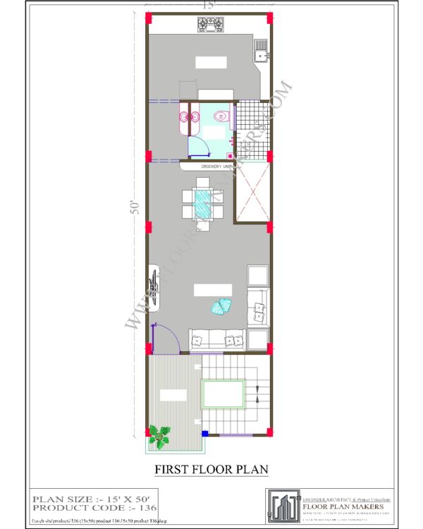 15x50 First Floor Plan