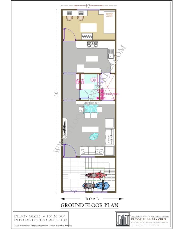 15x50 Ground Floor Plan