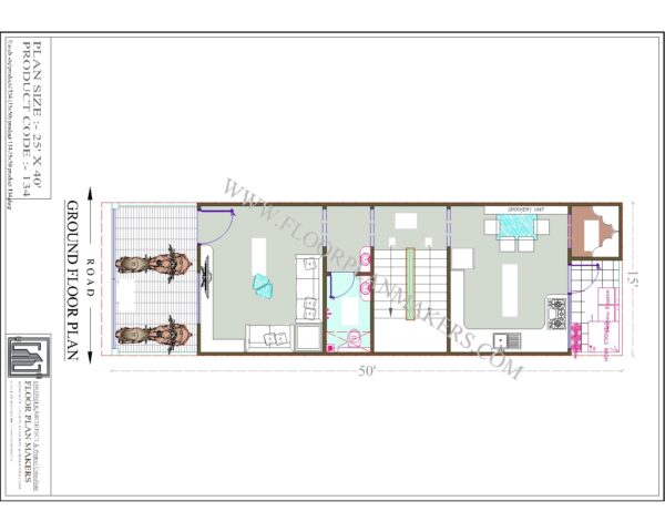 15x50 Ground Floor Plan
