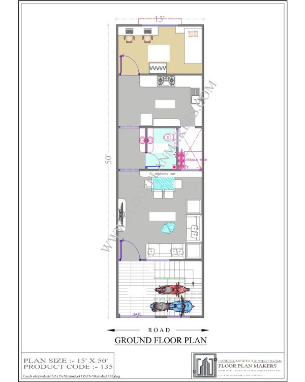 15x50 Ground Floor Plan