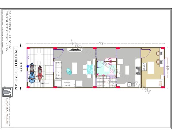 15x50 Ground Floor Plan