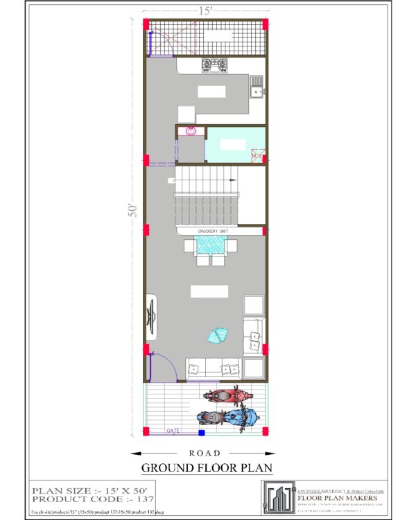 15×50 Ground Floor Plan