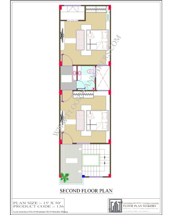 15x50 Second Floor Plan