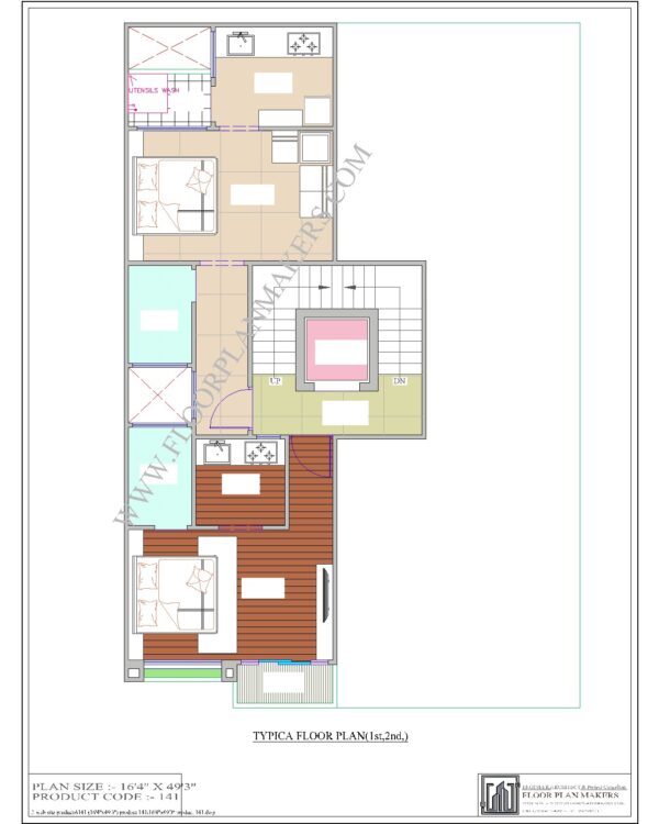16’4’’ x 49’3" First Second Floor Plan