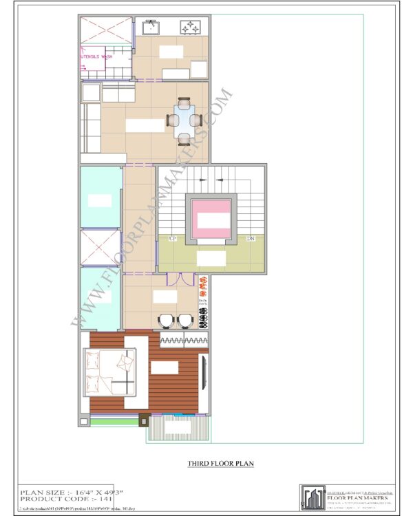 16’4’’ x 49’3" Third Floor Plan