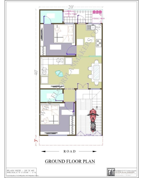 20x40 Ground Floor Plan