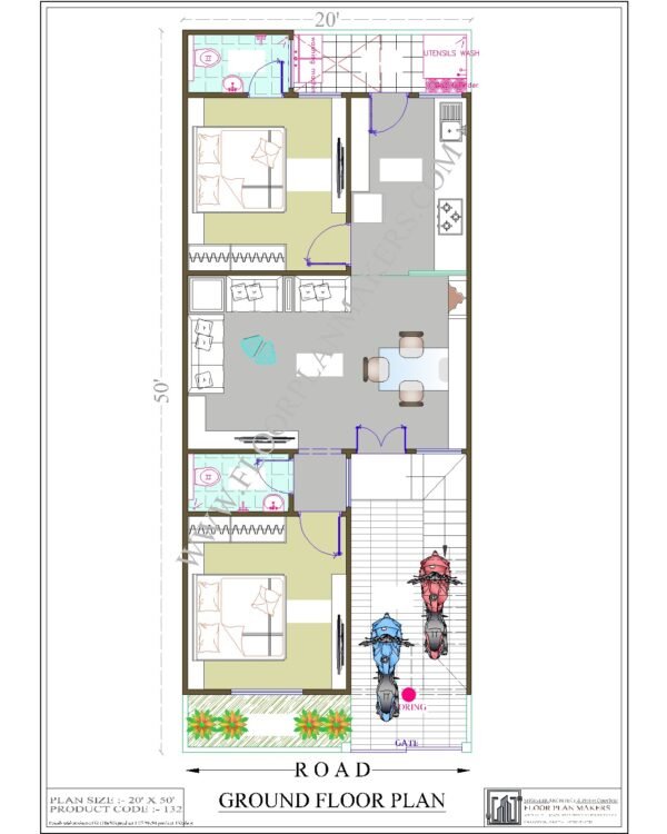 20x50 Ground Floor Plan