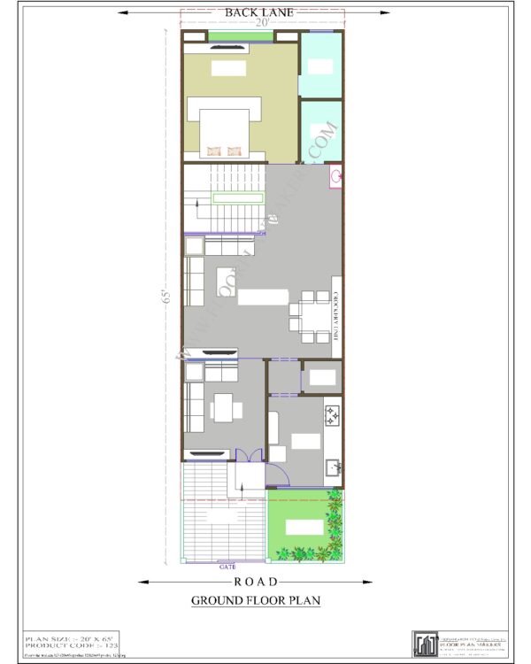 20x65 Ground Floor Plan