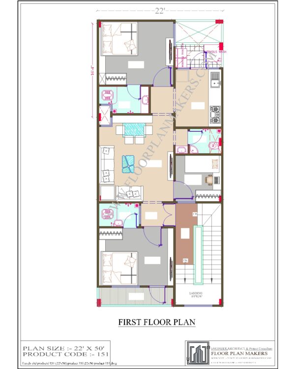 22x50 First Floor Plan