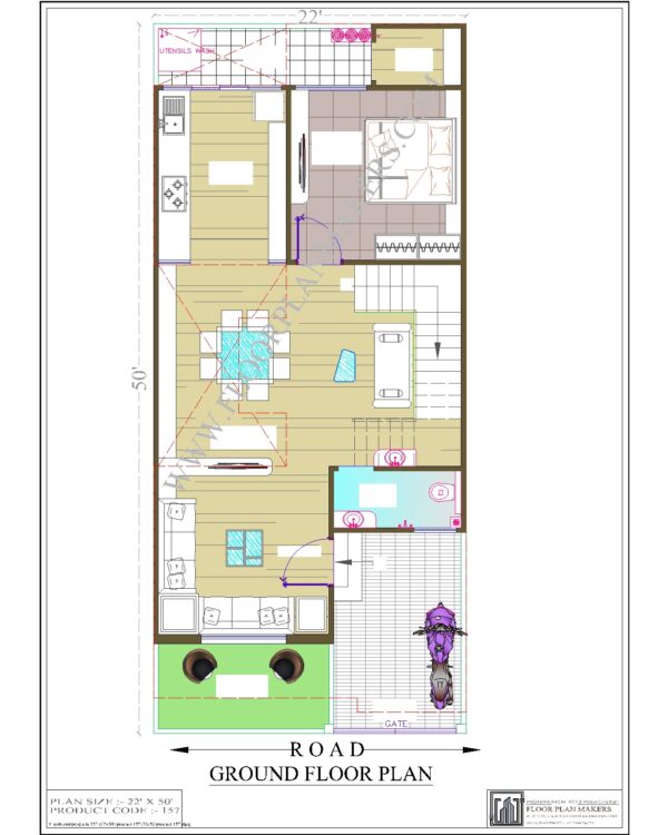 22x50 Ground Floor Plan