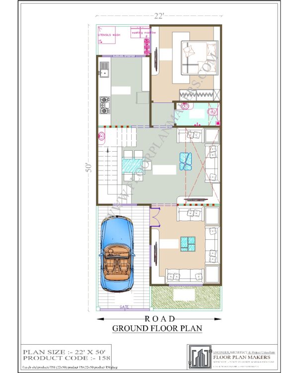 22x50 Ground Floor Plan