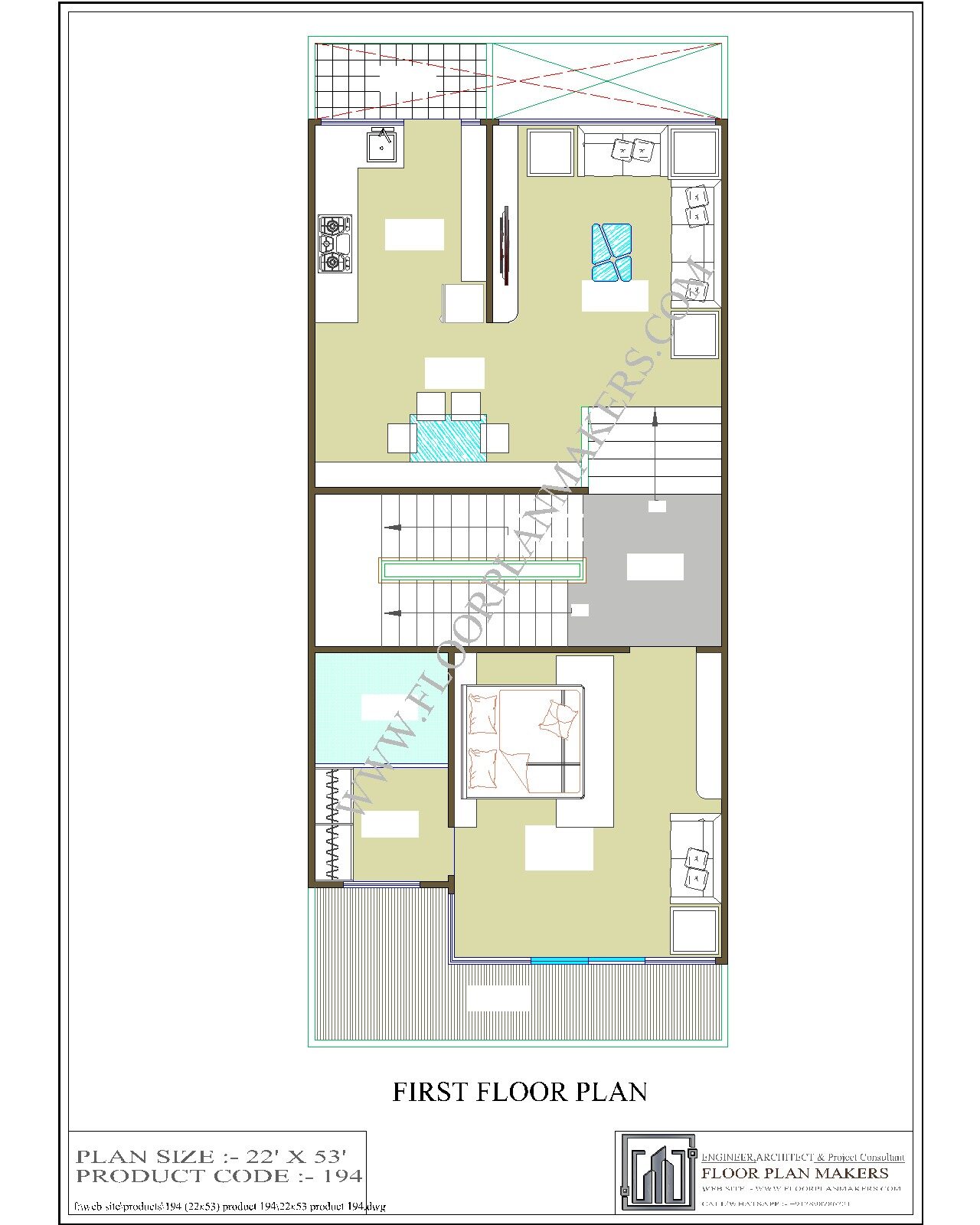 22x53 First Floor Plan