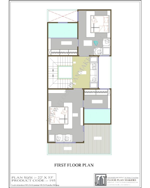 22x53 First Floor Plan