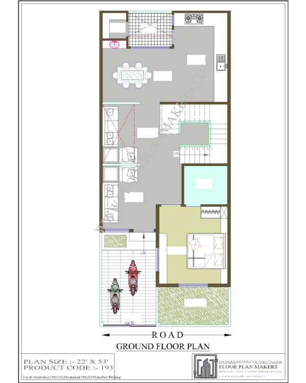 22x53 Ground Floor Plan