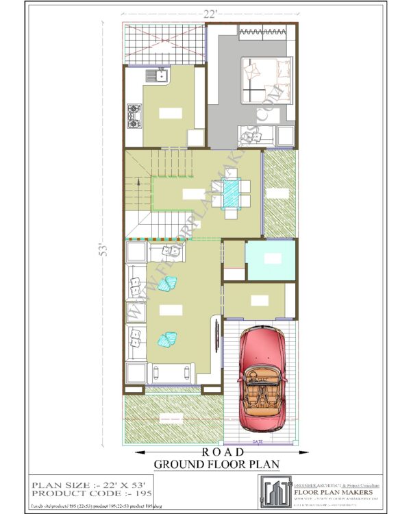 22x53 Ground Floor Plan