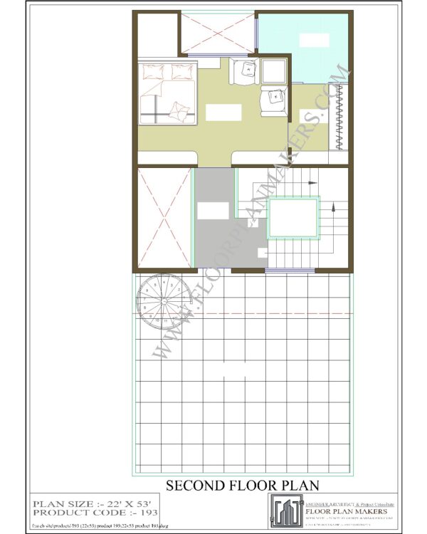 22x53 Second Floor Plan