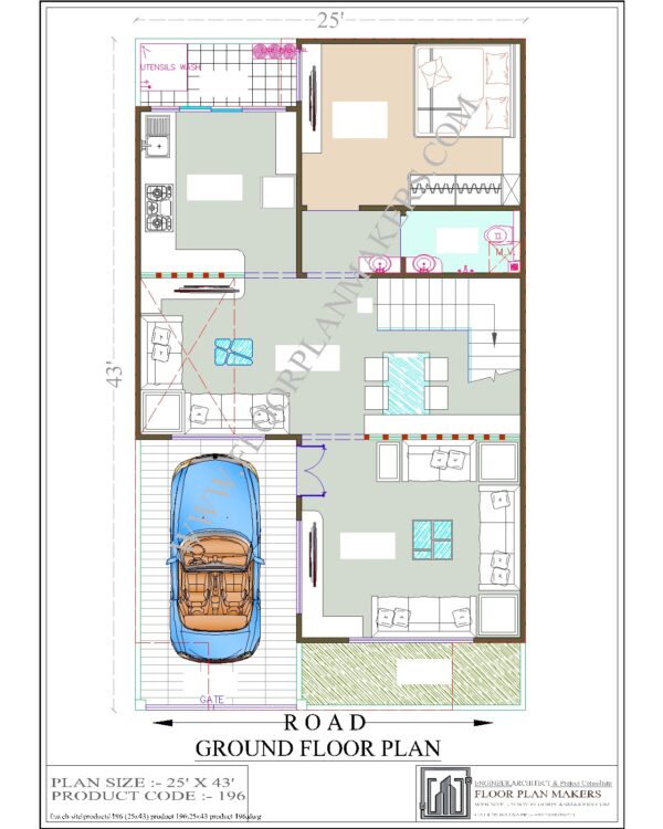 22x43 Ground Floor Plan