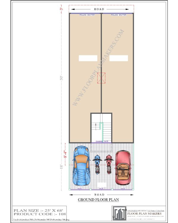 25x68 Ground Floor Plan