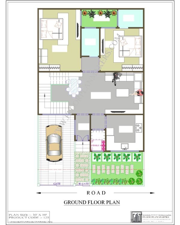 30x50 Ground Floor Plan