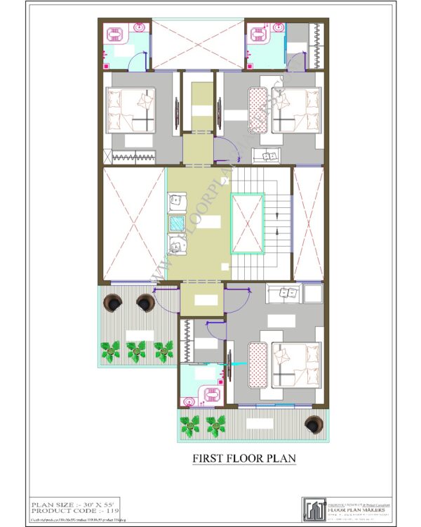 30x55 First Floor Plan