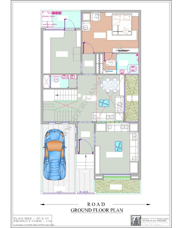 30x55 Ground Floor Plan