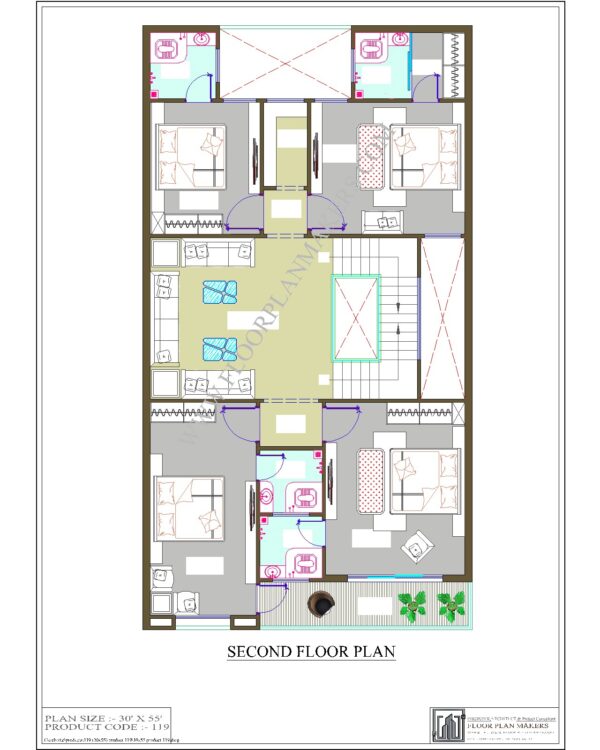 30x55 Second Floor Plan