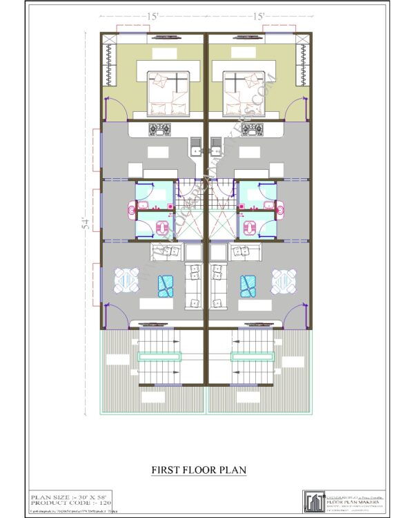 30x58 First Floor Plan