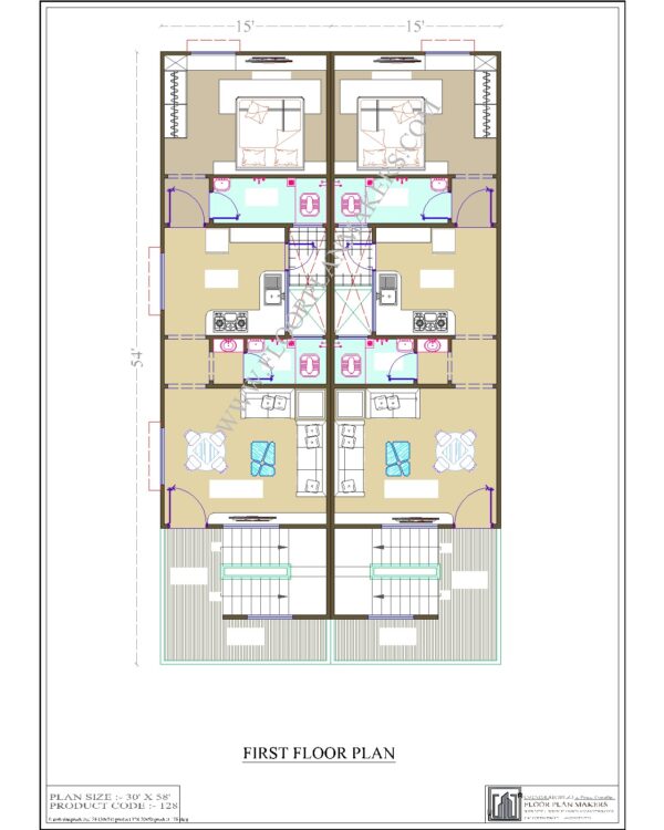 30x58 First Floor Plan