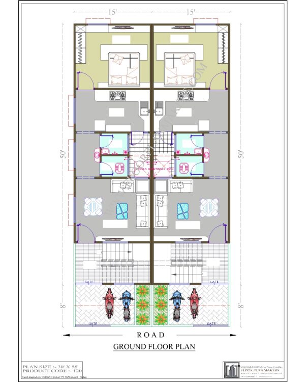 30x58 Ground Floor Plan